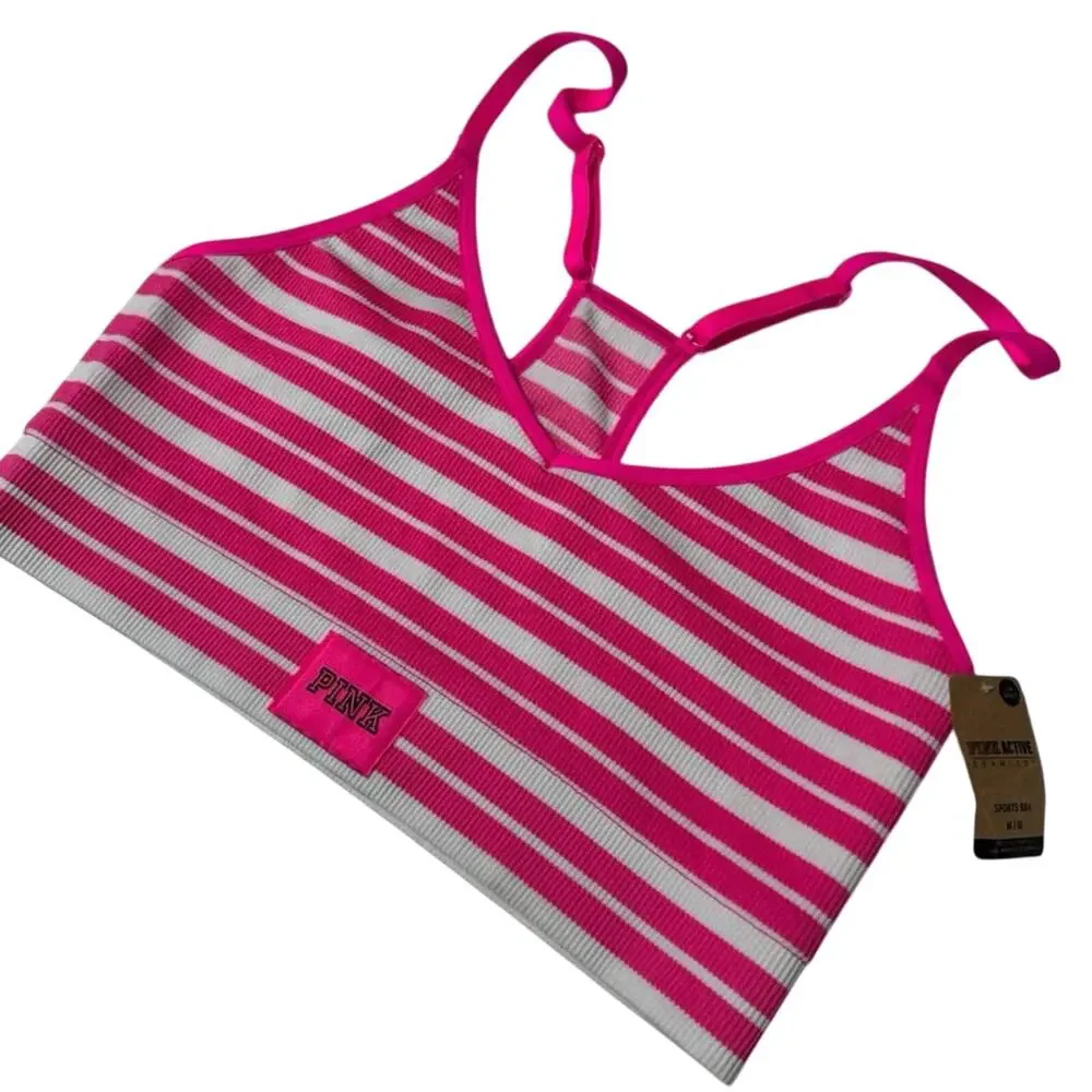 NWT Victorias Secret PINK Seamless Reversible Low Impact Sports Bra Size M